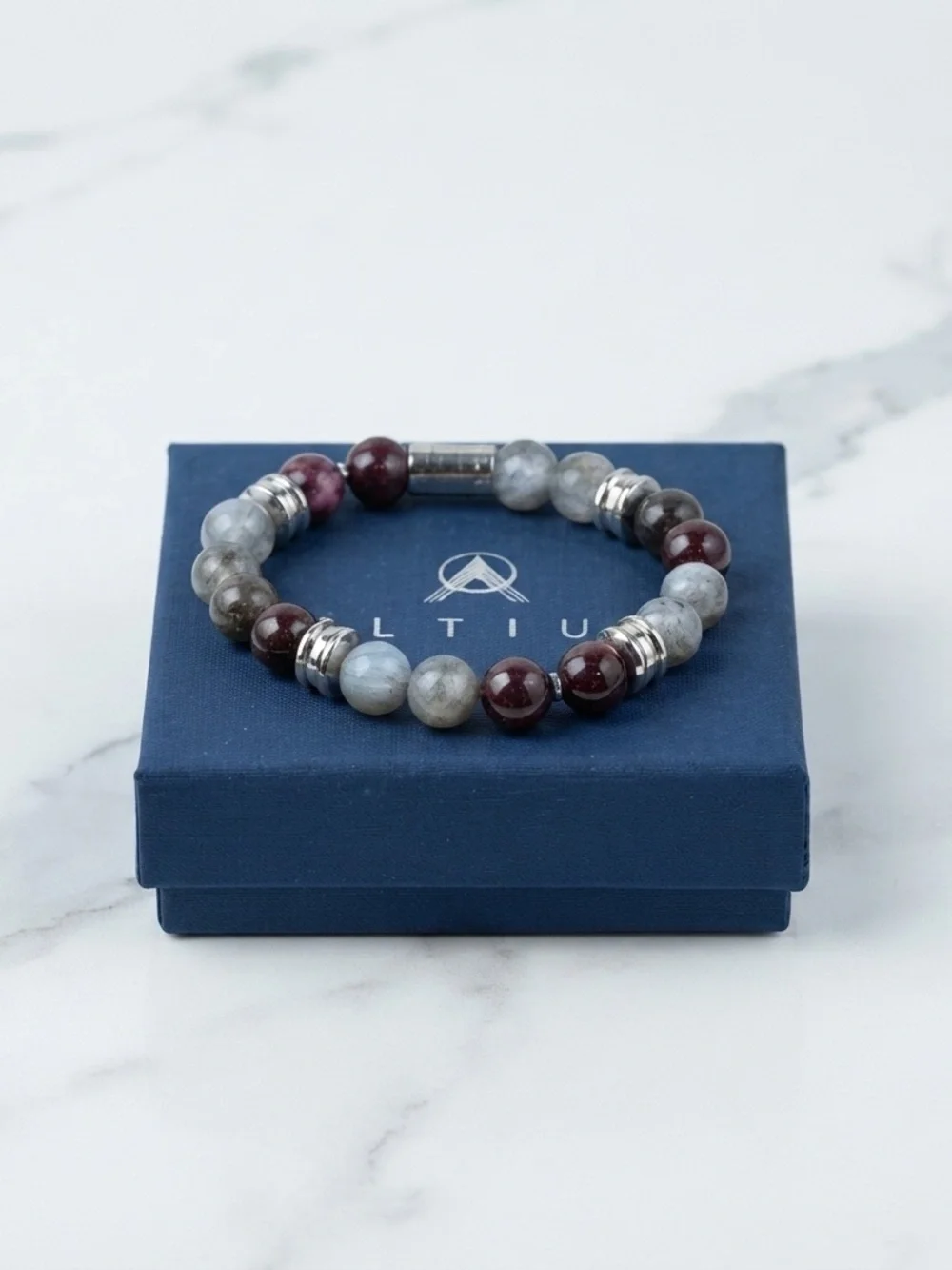 Altius Garnet & Gray Chalcedony Bracelet 7